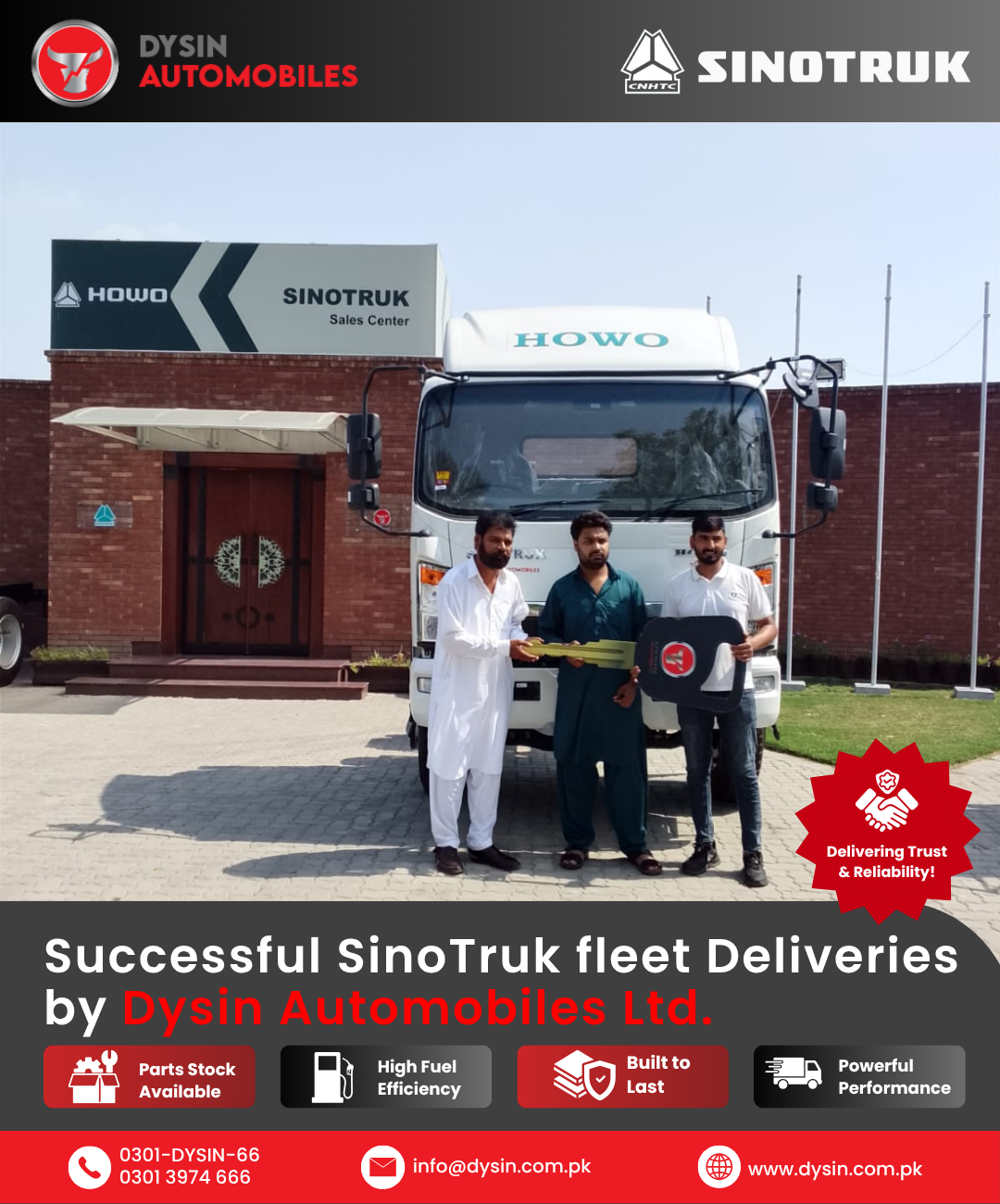 Successful SINOTRUK fleet delivery by Dysin Automobiles Ltd.