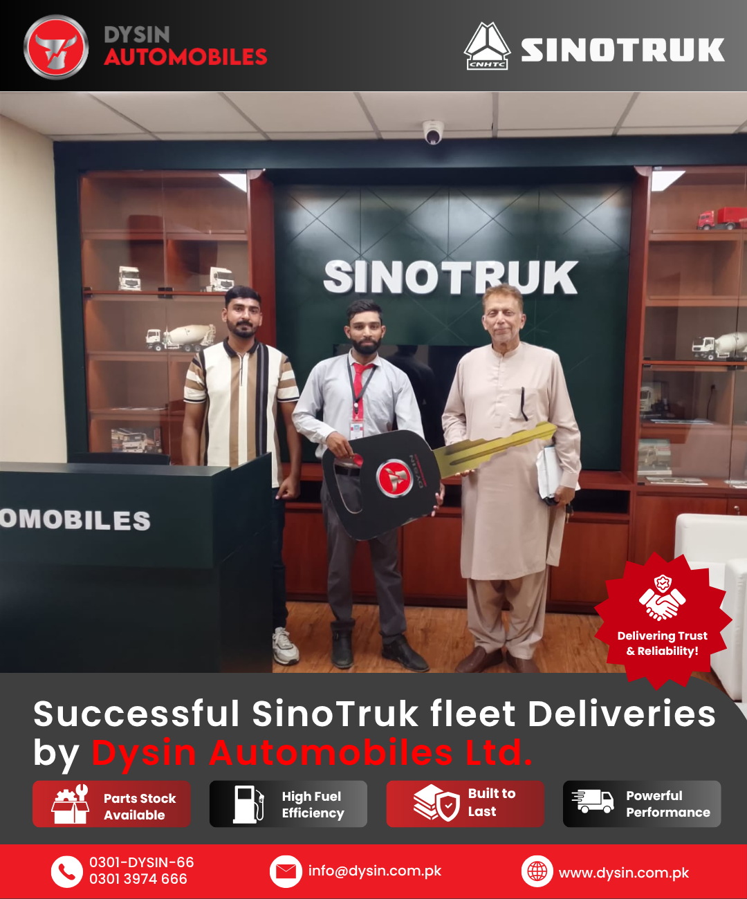 Successful SINOTRUK fleet delivery by Dysin Automobiles Ltd.