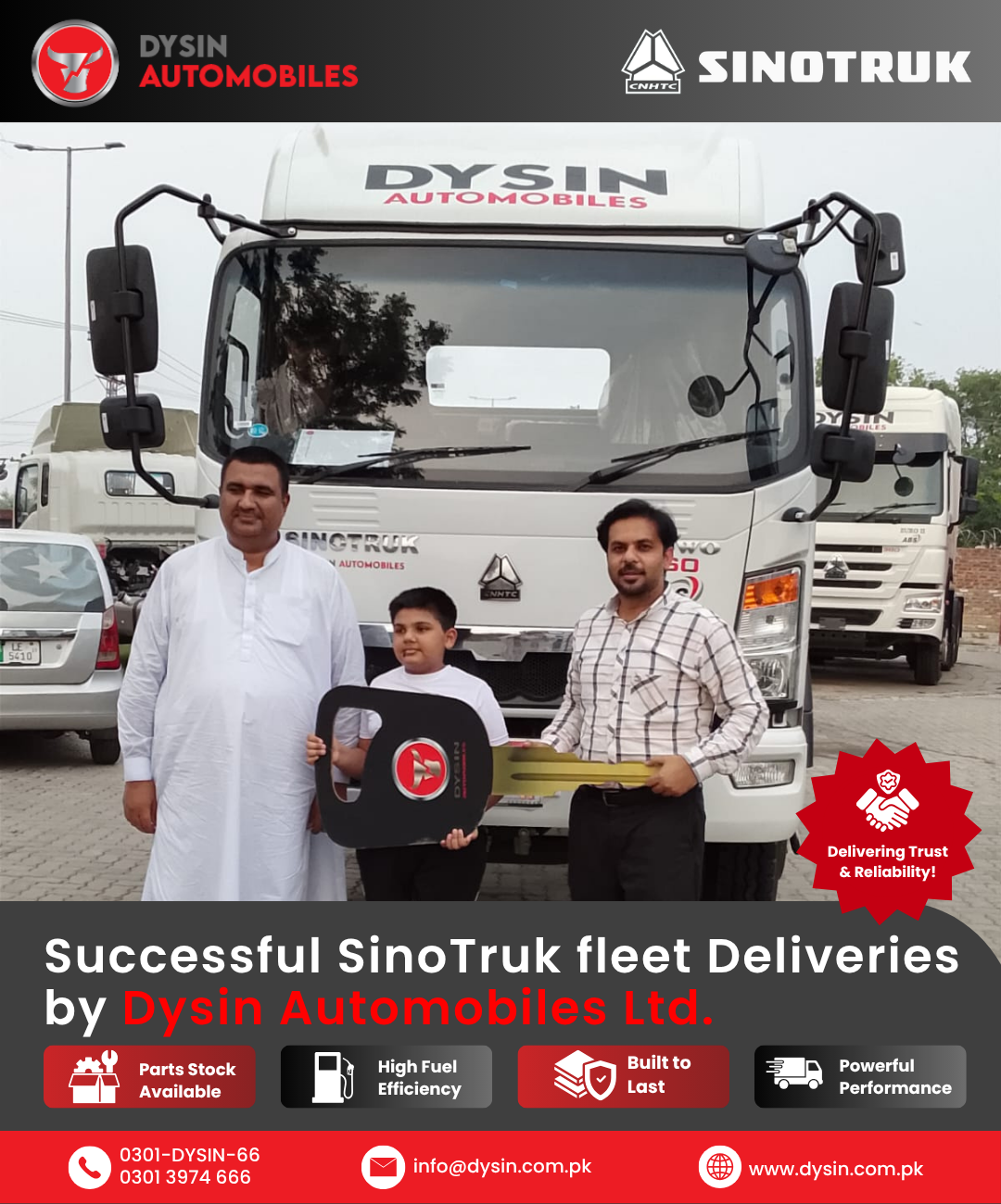 Successful SINOTRUK fleet delivery by Dysin Automobiles Ltd.