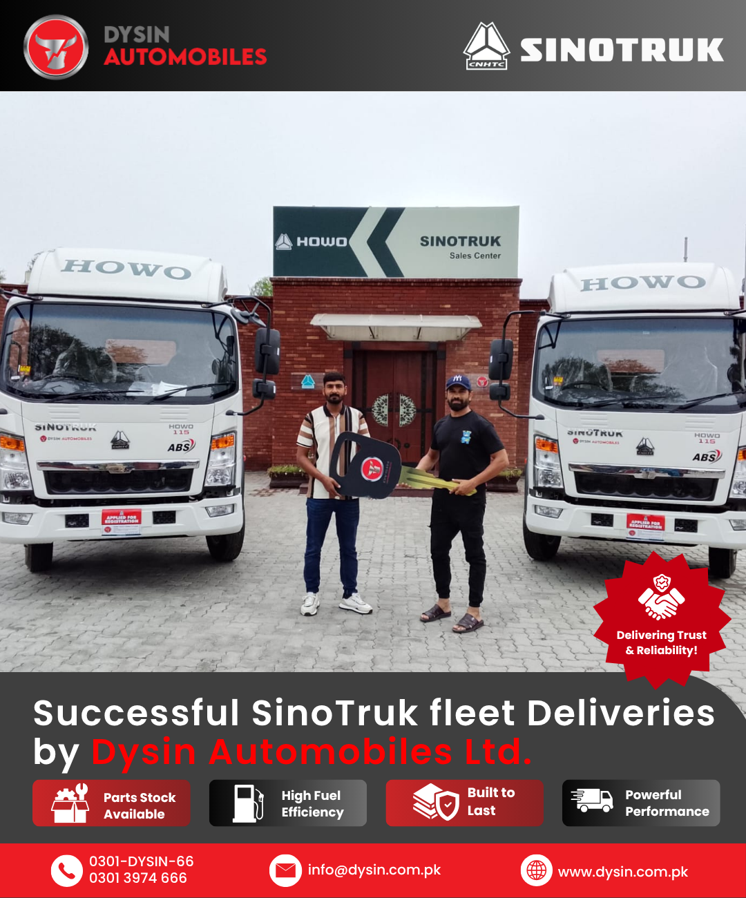 Successful SINOTRUK fleet delivery by Dysin Automobiles Ltd.