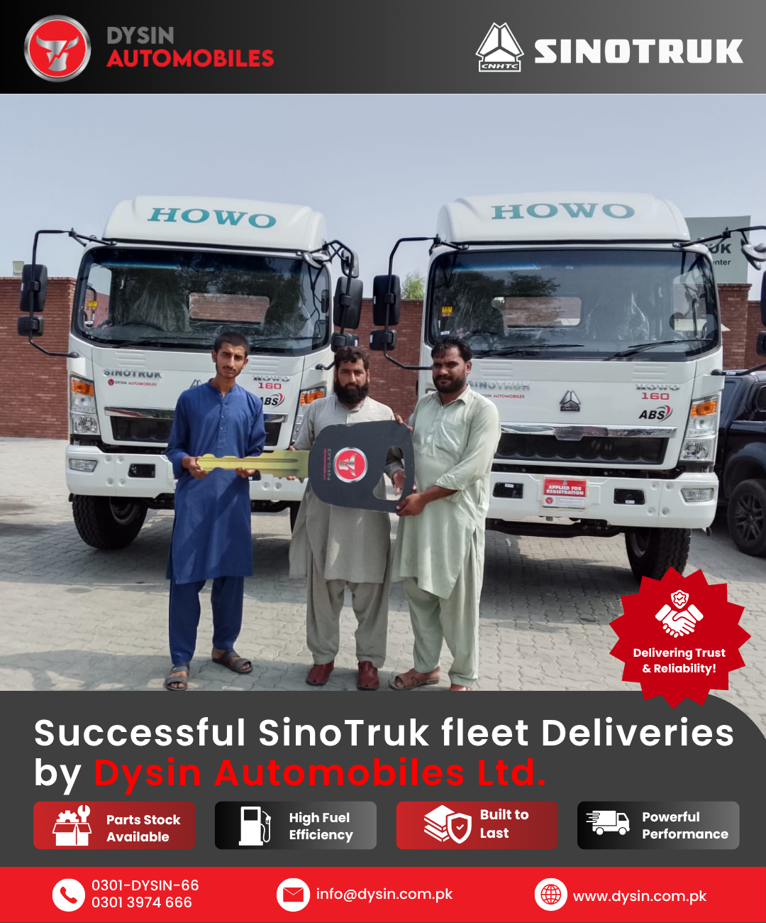 Successful SINOTRUK fleet delivery by Dysin Automobiles Ltd.
