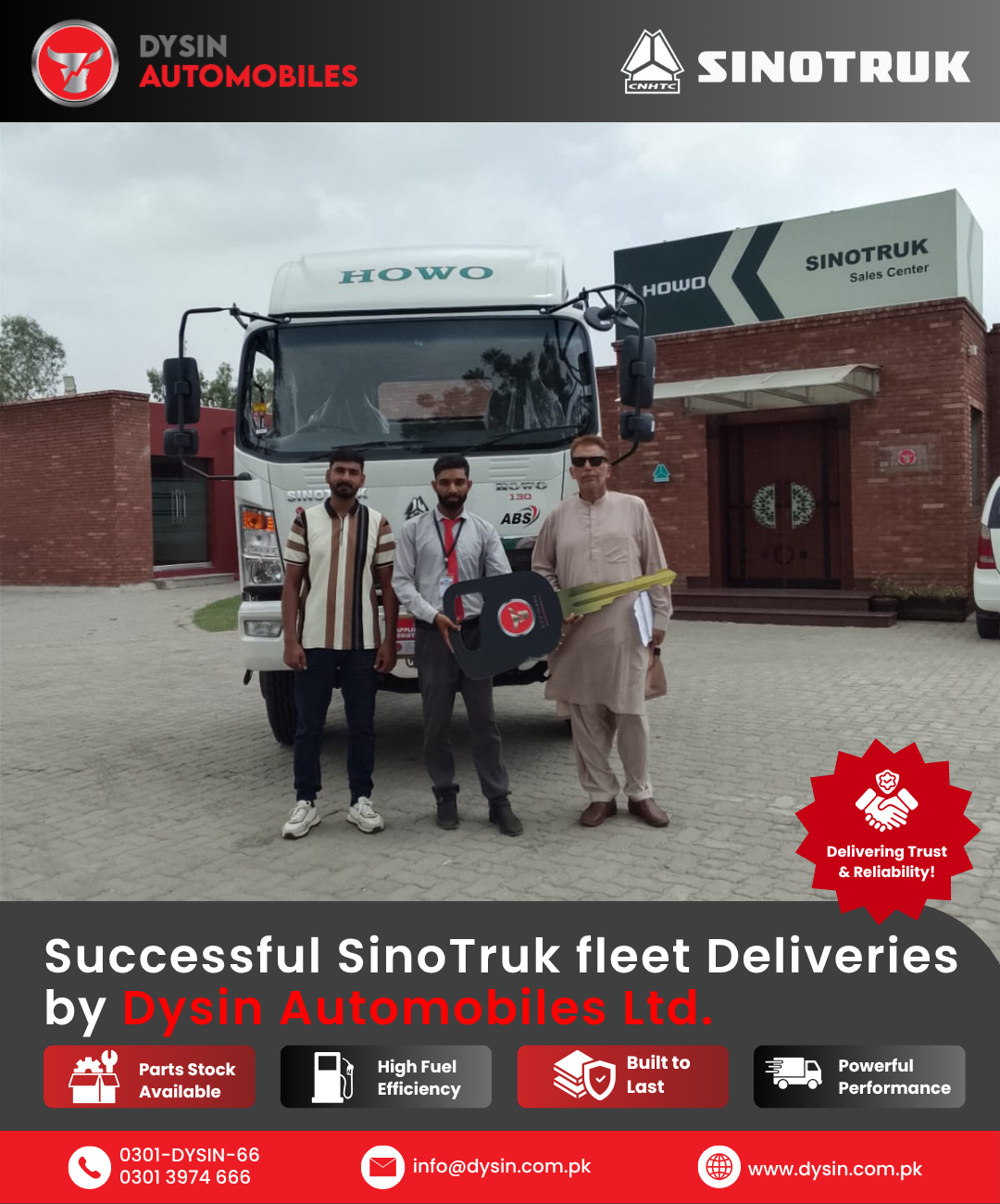 Successful SINOTRUK fleet delivery by Dysin Automobiles Ltd.