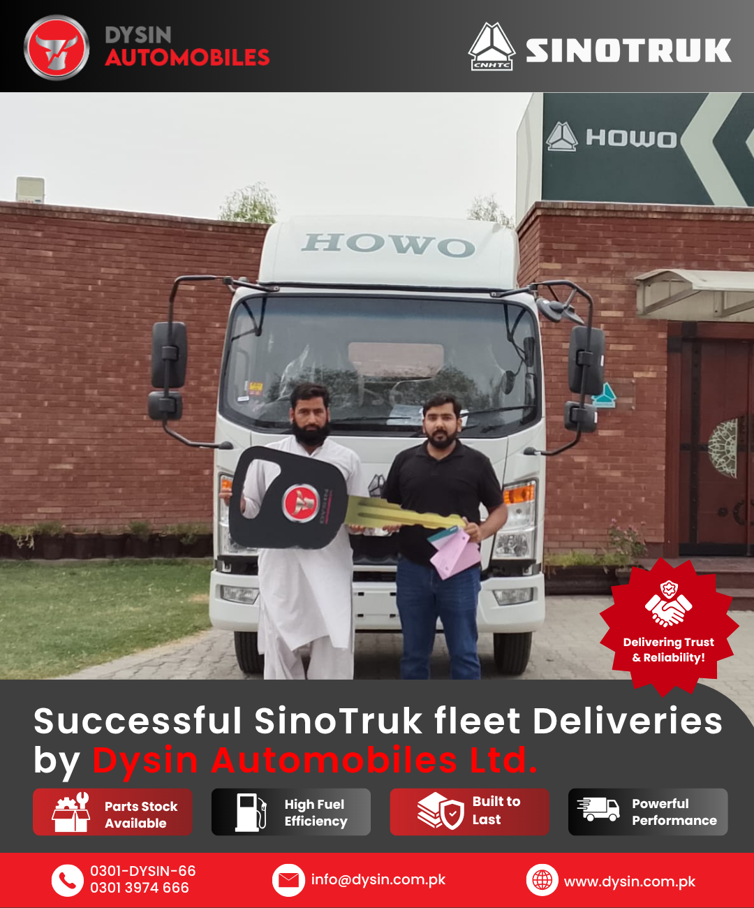 Successful SINOTRUK fleet delivery by Dysin Automobiles Ltd.