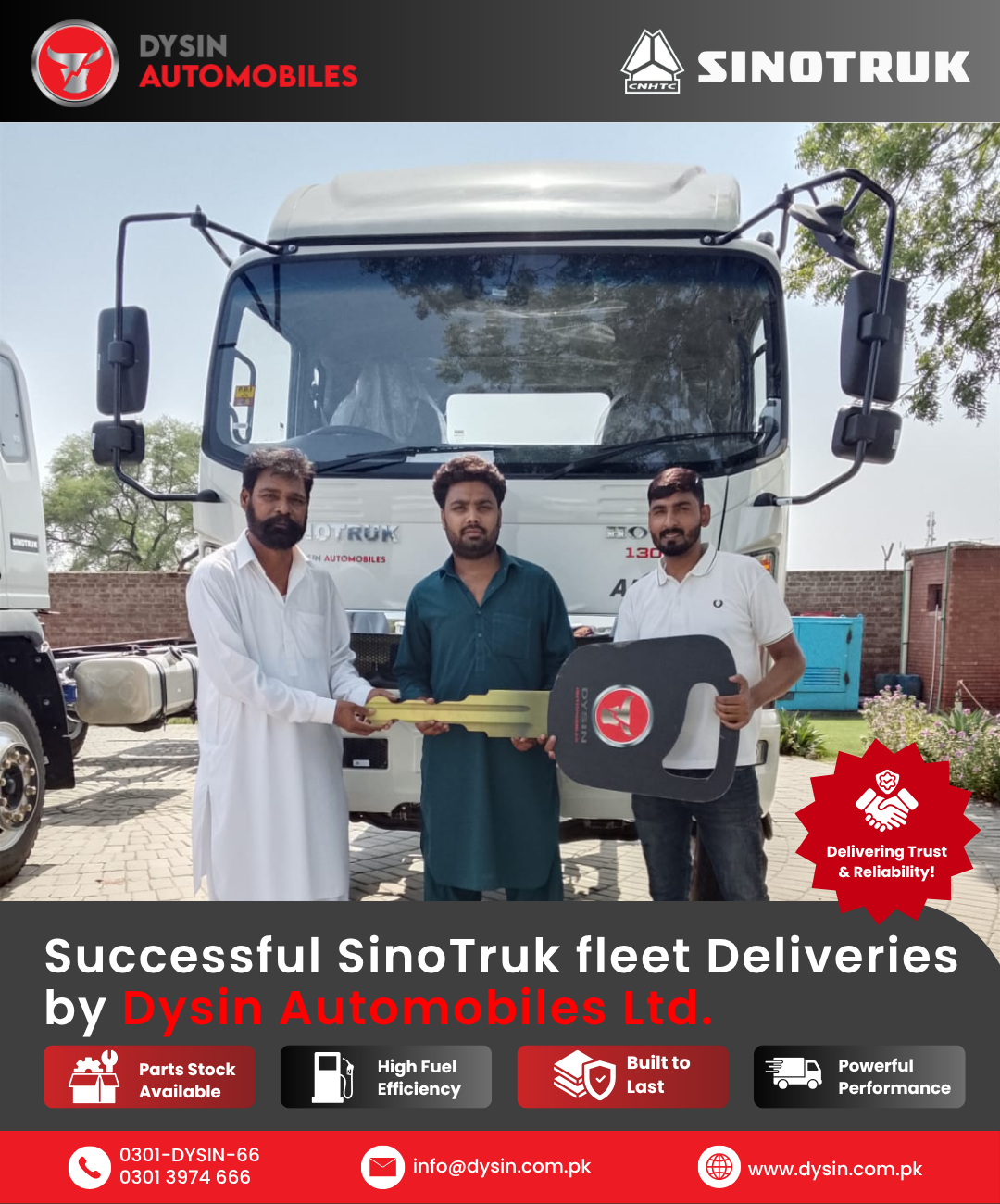 Successful SINOTRUK fleet delivery by Dysin Automobiles Ltd.
