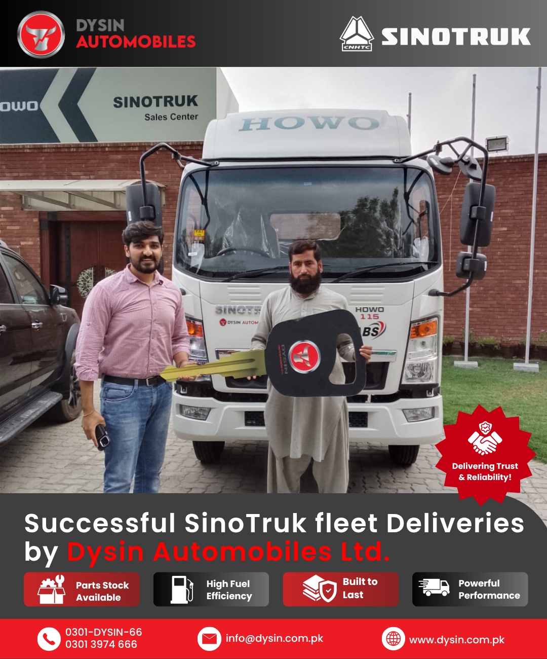 Successful SINOTRUK fleet delivery by Dysin Automobiles Ltd.
